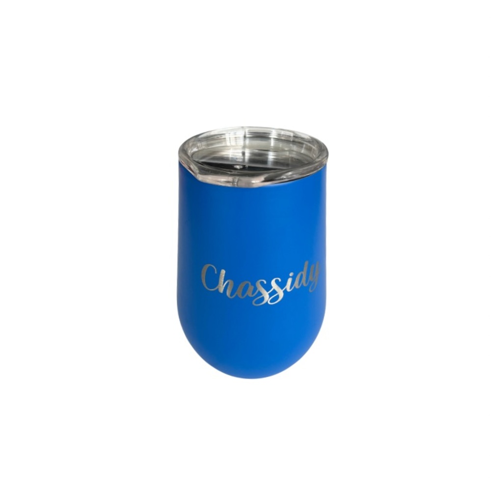 HD DESIGNS || BLUE, SILVER || PERSONALIZED CUP "CHASSIDY" WITH CLEAR LID